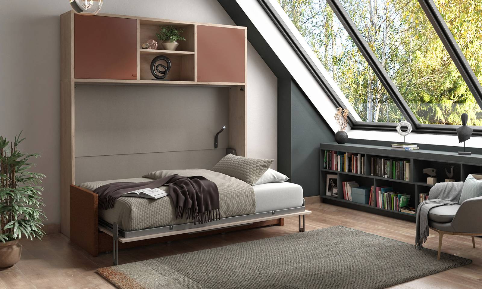 ARMOIRE-LIT HORIZONTALE AVEC BANQUETTE ET  SURMEUBLE près de hyeres dans le var