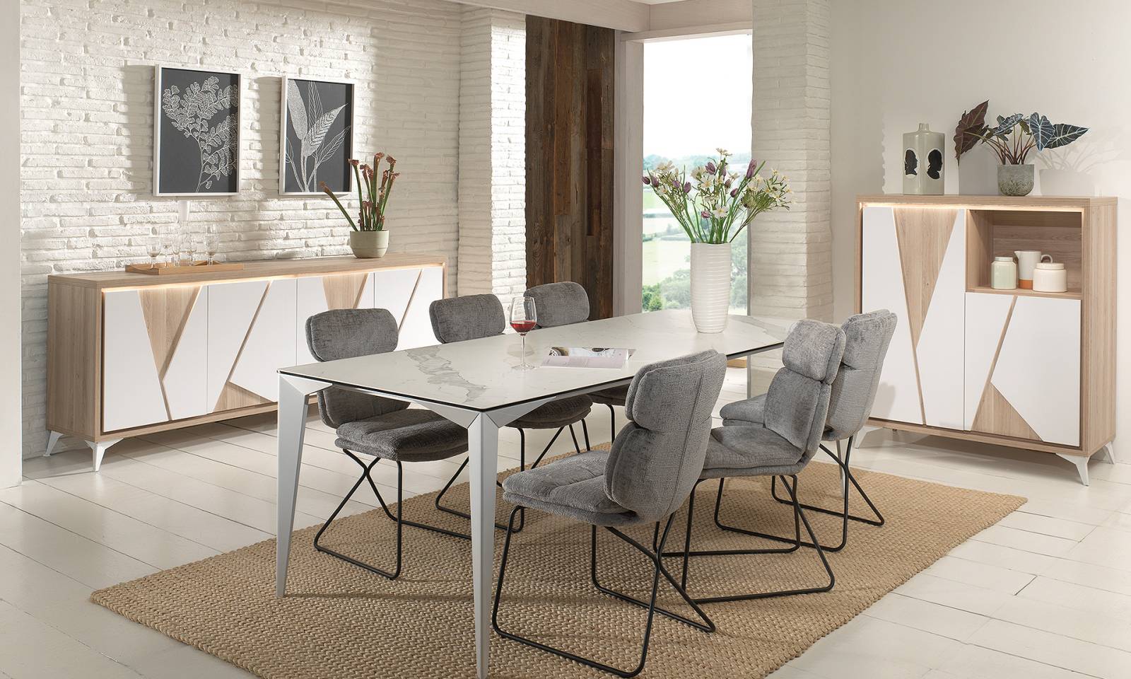 ENFILADE 4 PORTES MOTIF GÉOMÉTRIQUE