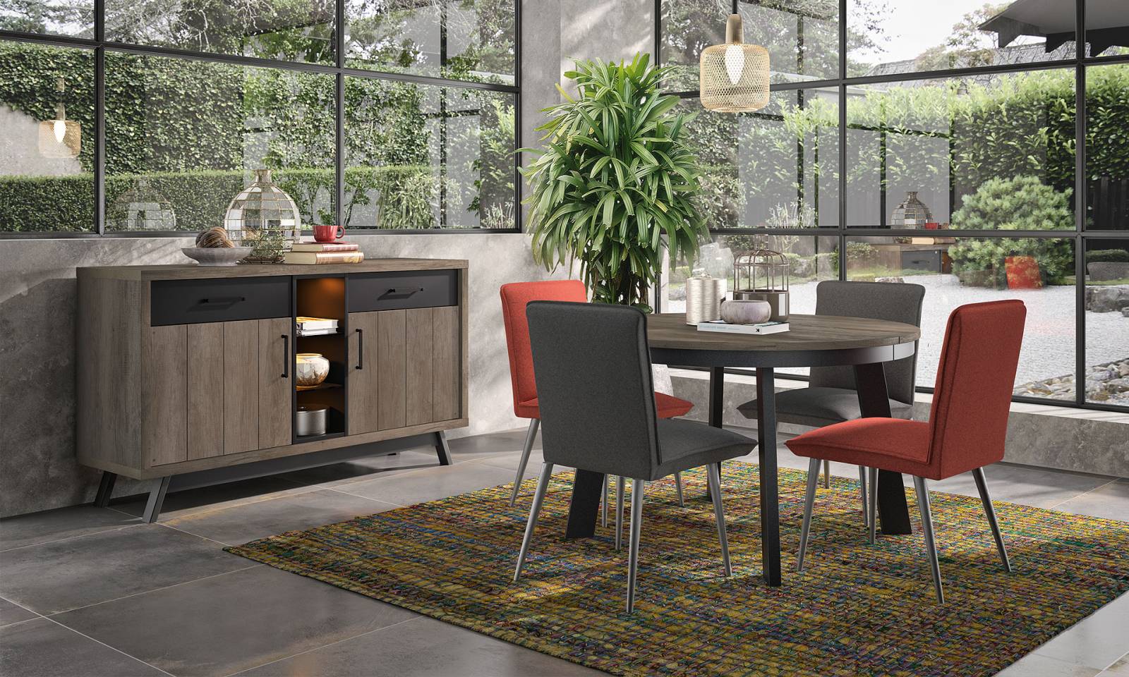 Salle à manger  CINTRA – ENFILADE 2 PORTES 1 NICHE AVEC LEDS