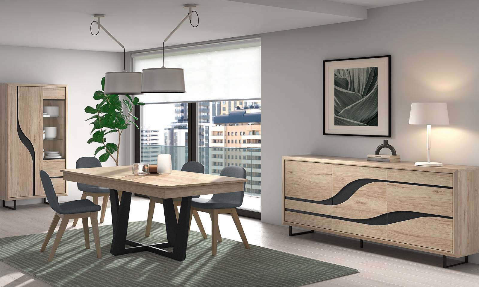 salle à manger DANCE – ENFILADE 3 PORTES MOTIF VAGUE