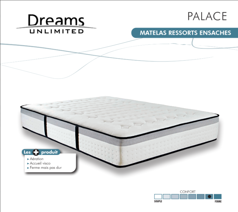 MOIS DE LA LITERIE - 30% - Matelas Palace – Ressorts ensachés 800 unités et accueil visco pour un confort ferme mais agréable
