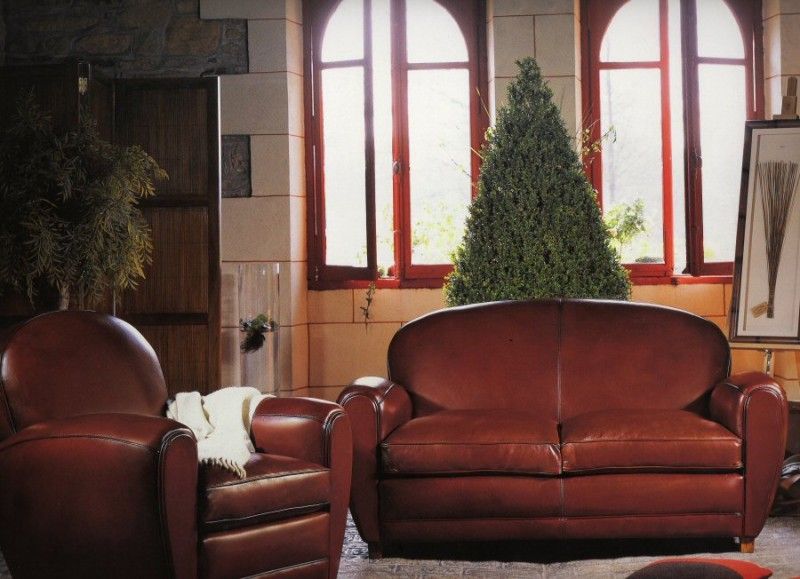 salon club cuir patiné. canapé 2 places ou grands 2 places au Luc en Provence